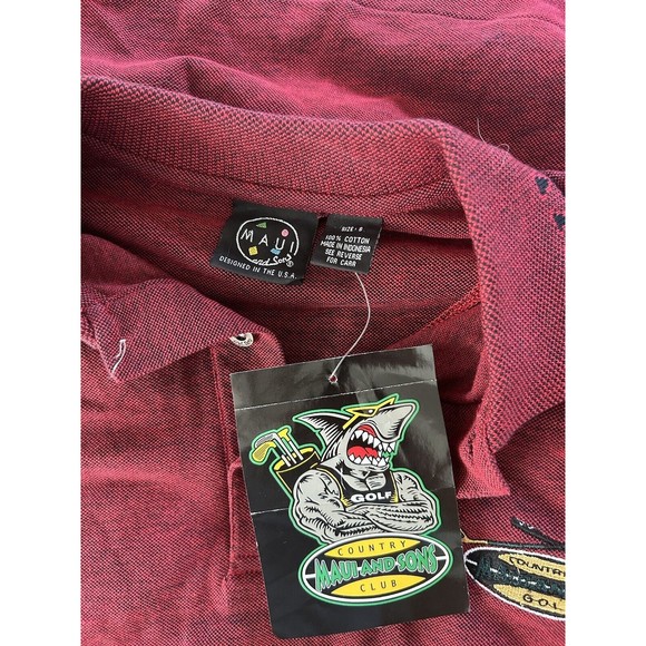 Maui And Sons Golf Polo Mens Small New With Sticker Tag Dark Red With Logo - Picture 2 of 7